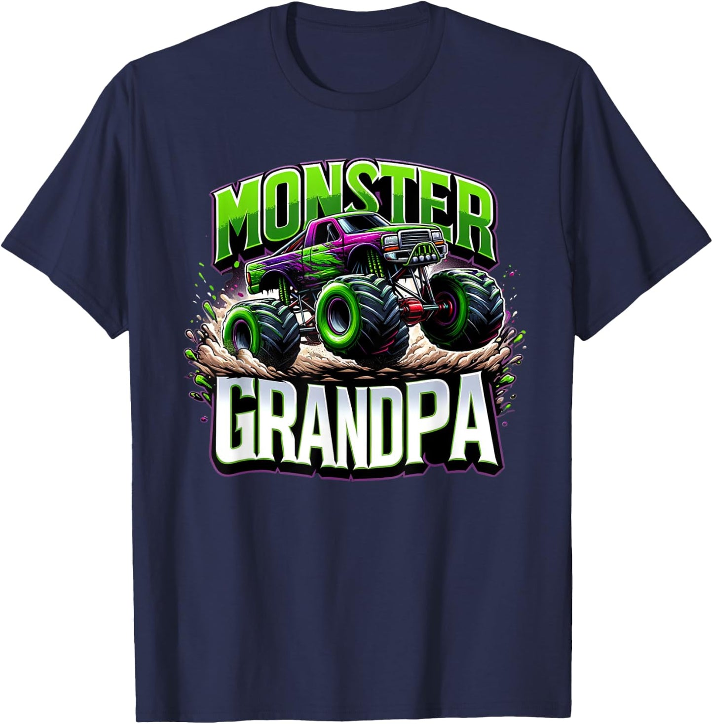 Monster Truck Race Racer Driver Grandpa Father's Day T-Shirt - T-Shirt | Navy