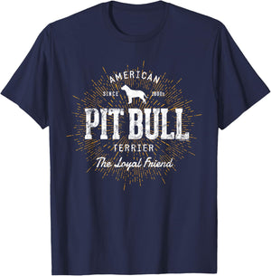 Vintage Pit Bull for Dog Lovers American Pit Bull Terrier T-Shirt - T-Shirt | Navy