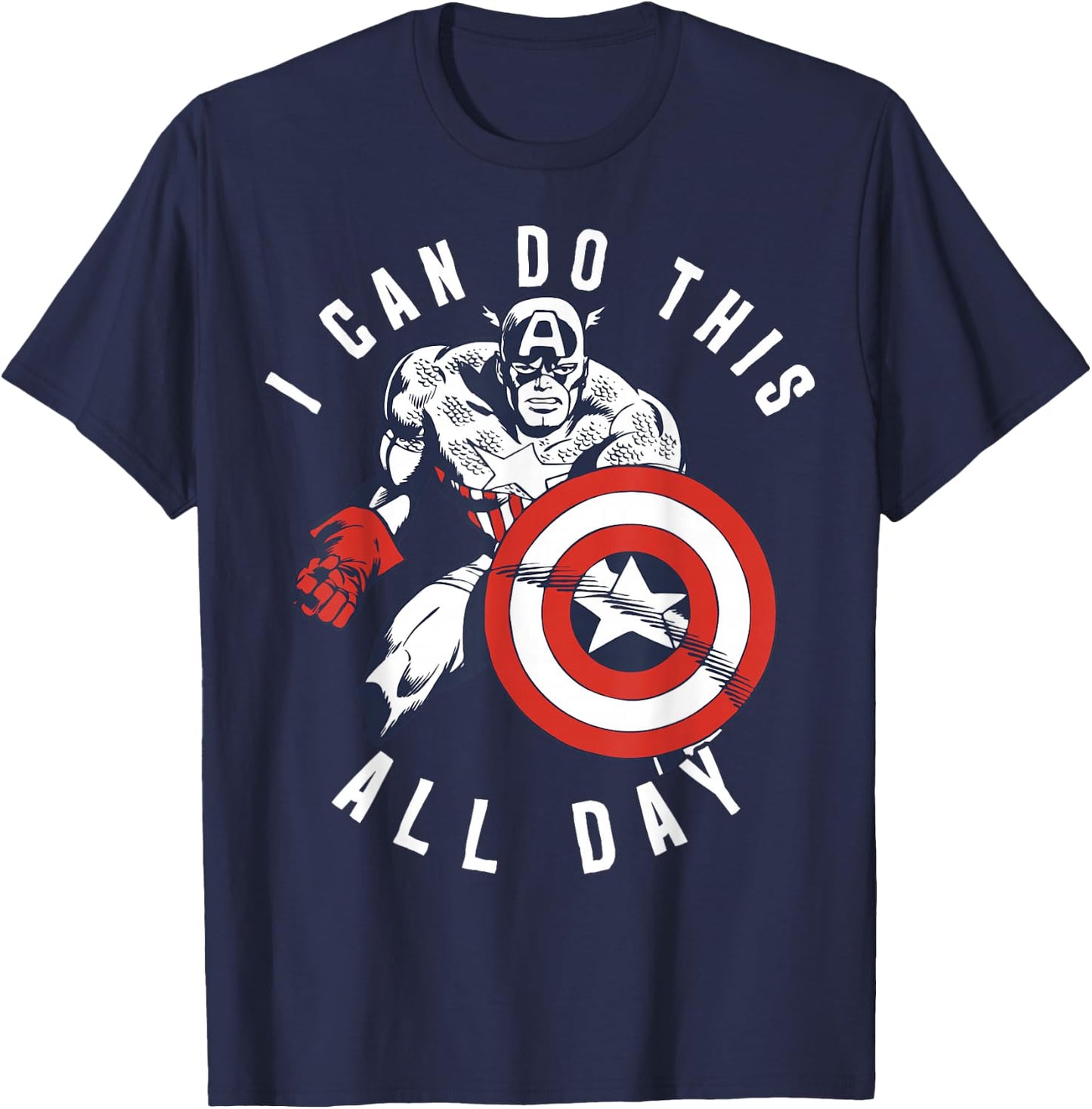 Marvel Captain America Do This All Day Vintage Portrait T-Shirt - T-Shirt | Navy