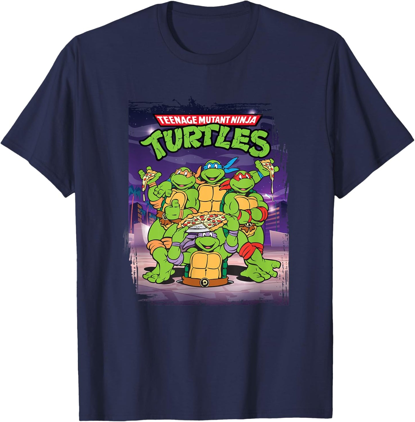 Mademark Black Classic Fit Short Sleeve Teenage Mutant Ninja Turtles Retro T-Shirt - T-Shirt | Navy