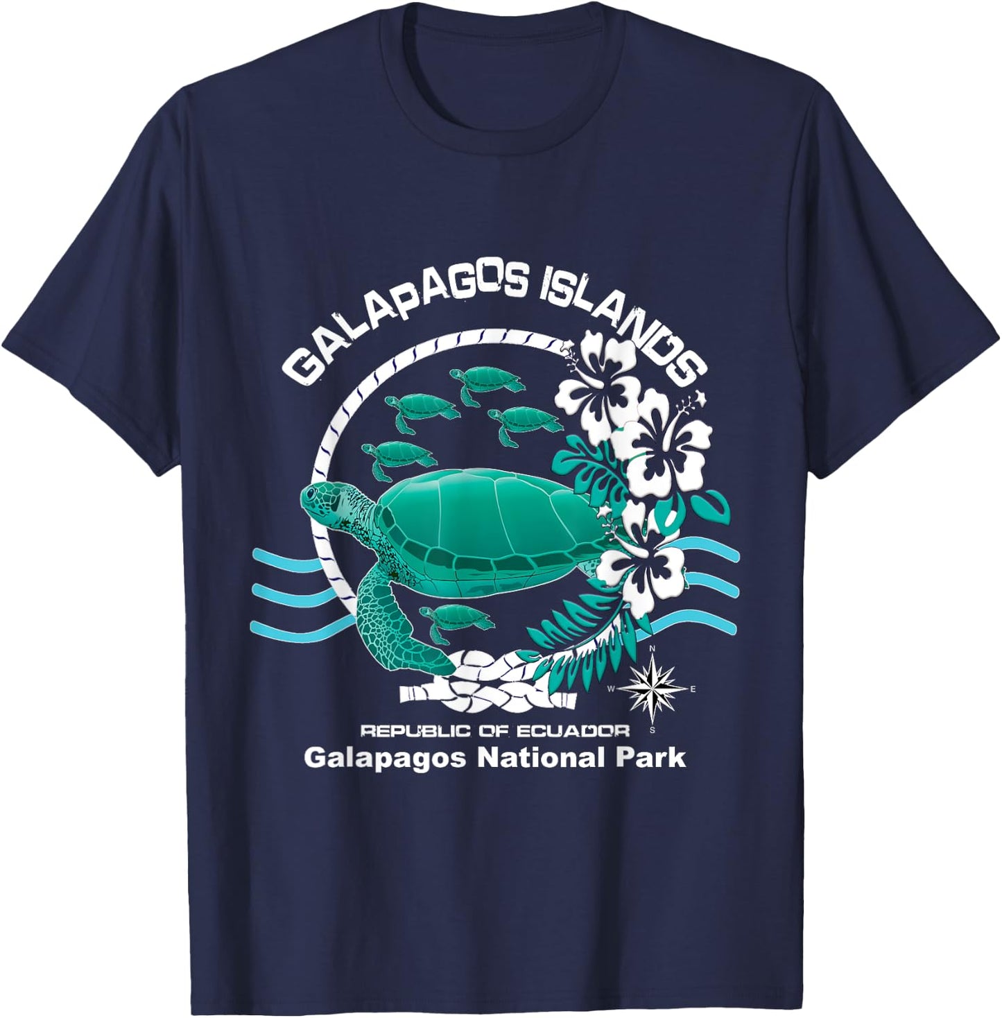 Galapagos National Park Ocean Reserve Green Sea Turtle T-Shirt - T-Shirt | Navy
