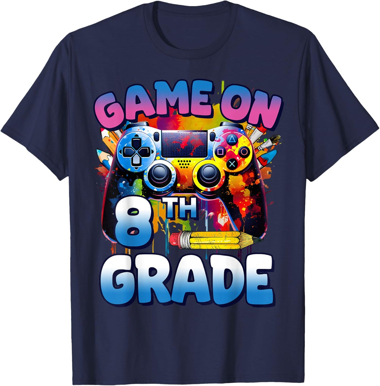 Game On 8th Grade First Day Gamer Shirt Boys T-Shirt - T-Shirt | Navy