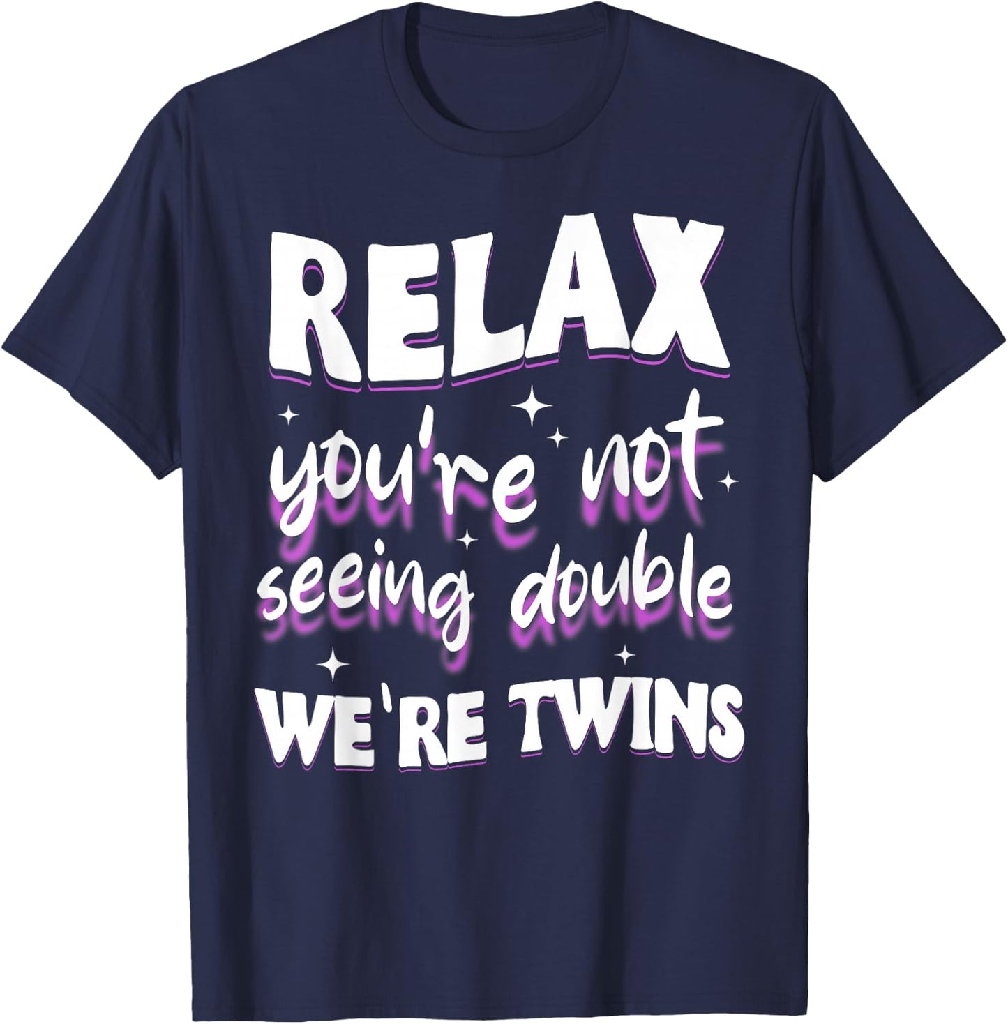 Twin Girls Toddler Kids Twin Sisters Matching Funny Double T-Shirt - T-Shirt | Navy