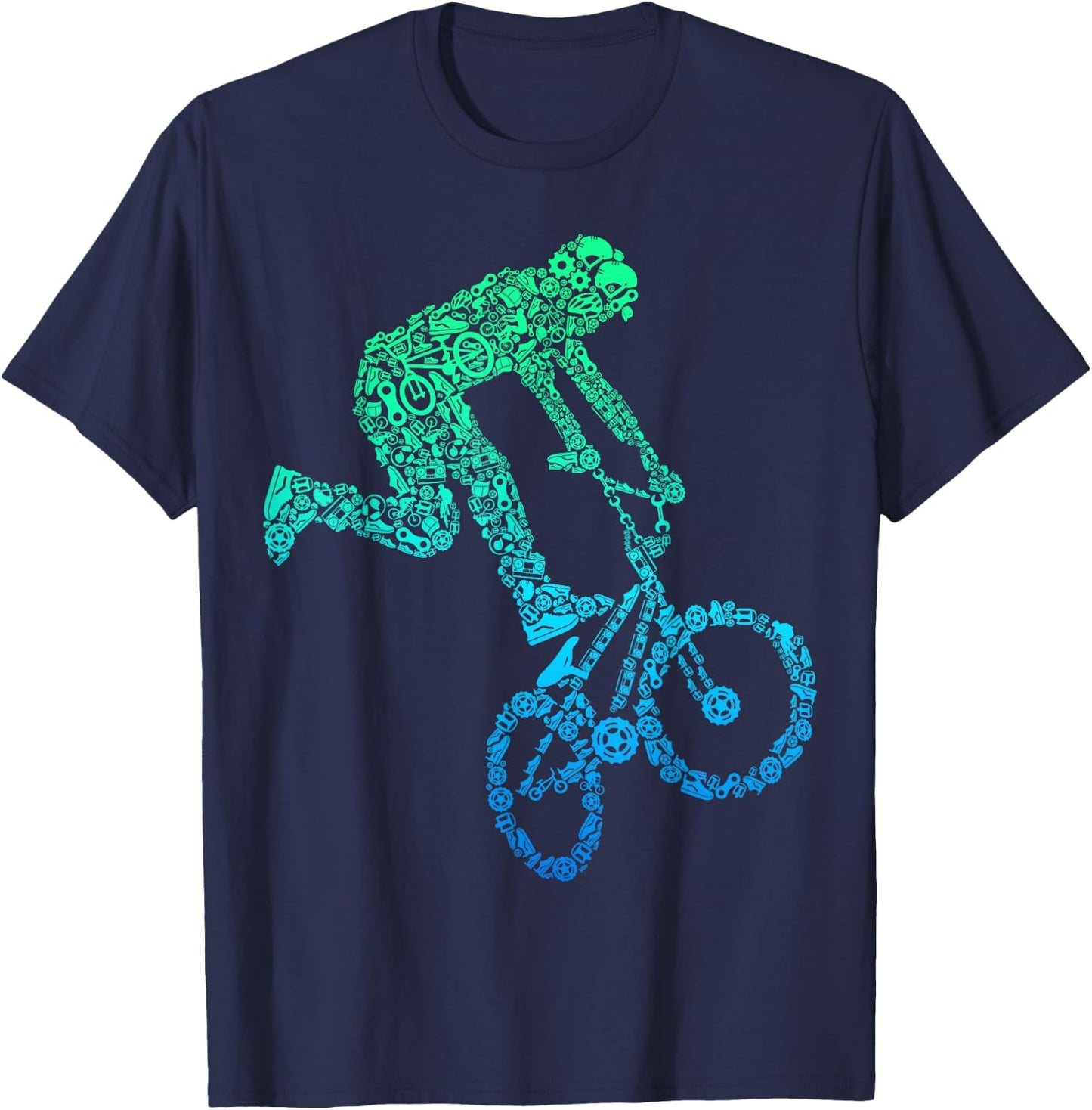 BMX Rider Bike Bicycle Stunt Racing Kids Boys T-Shirt - T-Shirt | Navy