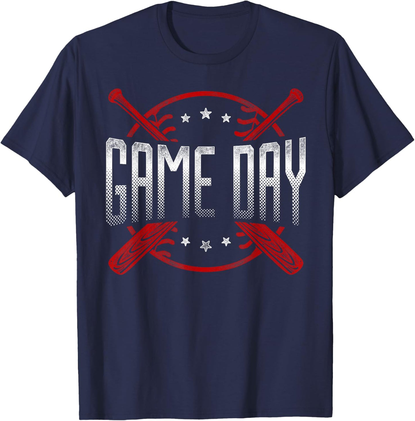 Baseball Fan Vintage Game Day T-Shirt - T-Shirt | Navy