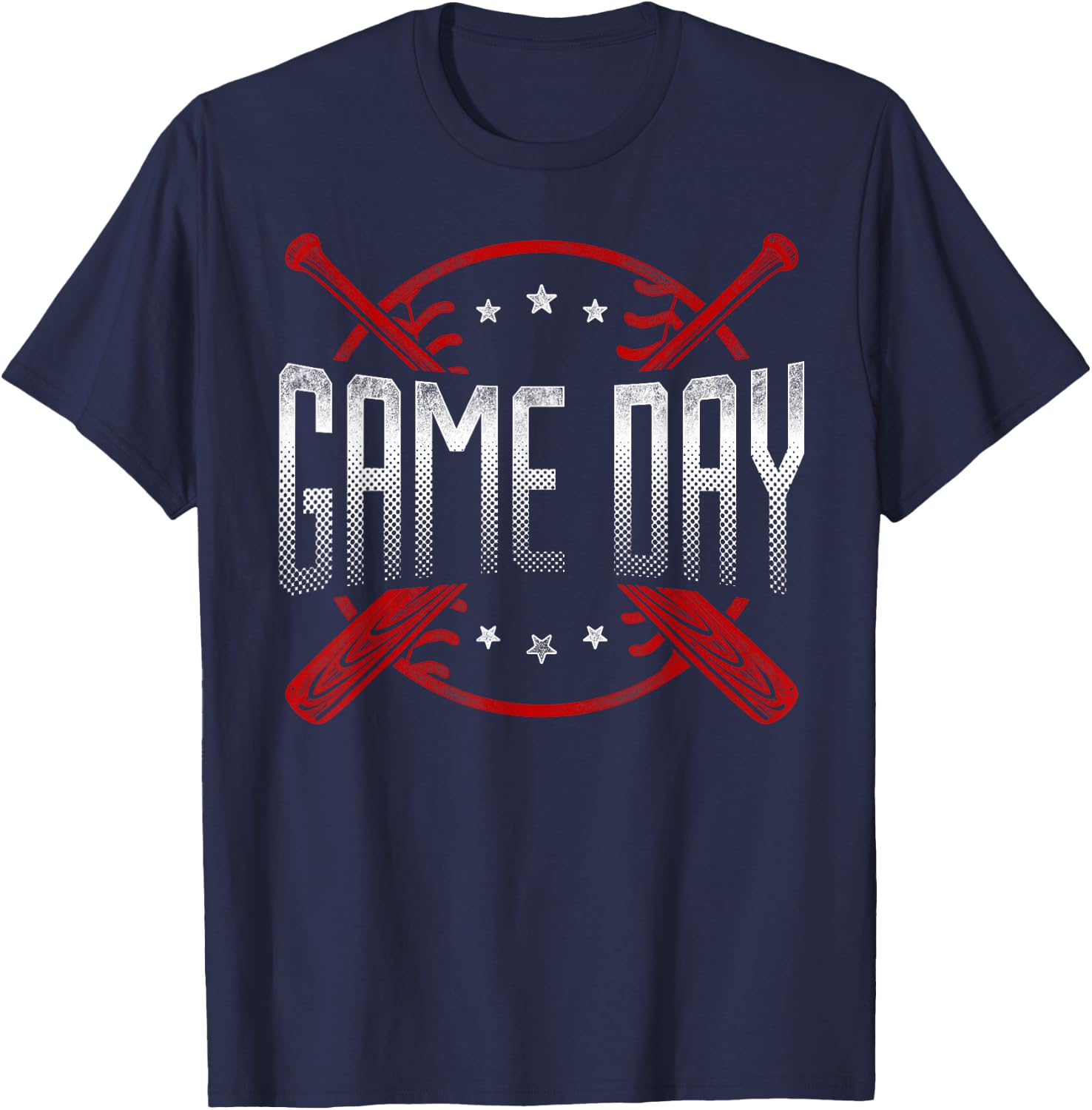 Baseball Fan Vintage Game Day T-Shirt - T-Shirt | Navy