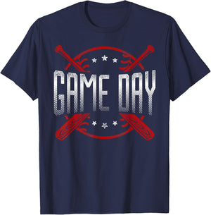 Baseball Fan Vintage Game Day T-Shirt - T-Shirt | Navy