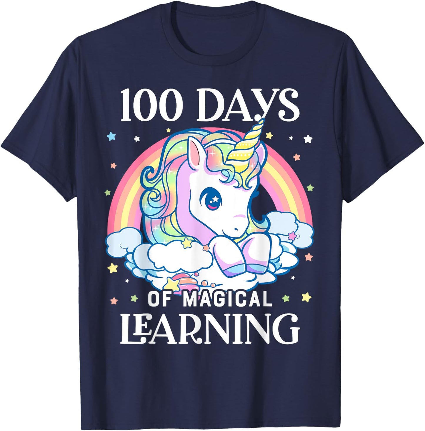 100 Days of School Unicorn Girls Teacher 100th Day of School T-Shirt - T-Shirt | Navy