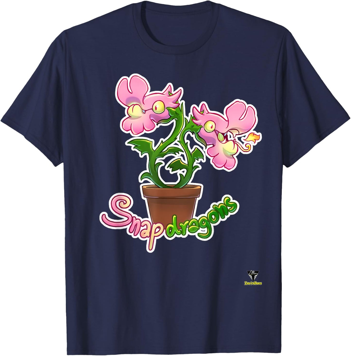 Snapdragons - Dragon Flowers T-Shirt - T-Shirt | Navy