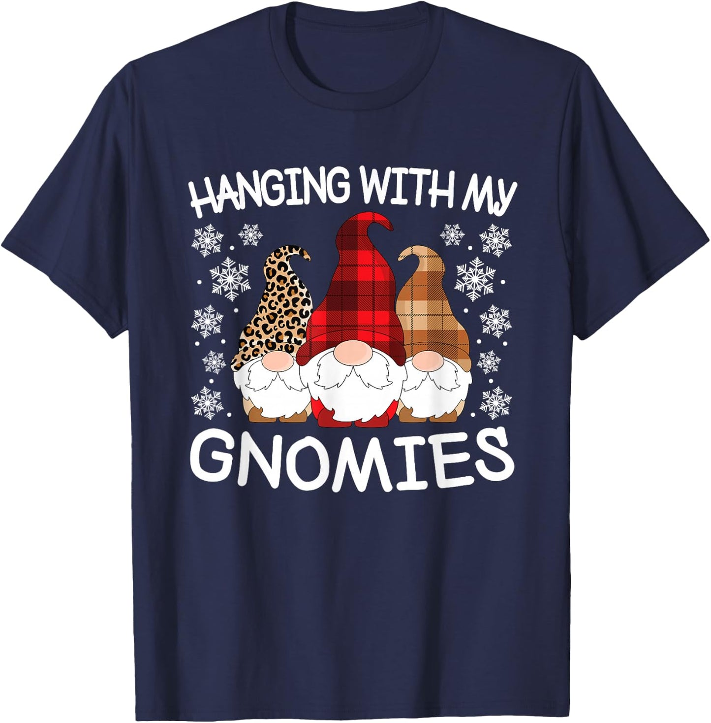 Hanging With My Gnomies Funny Christmas Gnome Men Women Kids T-Shirt - T-Shirt | Navy