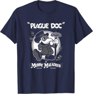 Merry Maladies - Vintage Cartoon Plague Doctor - Rubber Hose T-Shirt - T-Shirt | Navy
