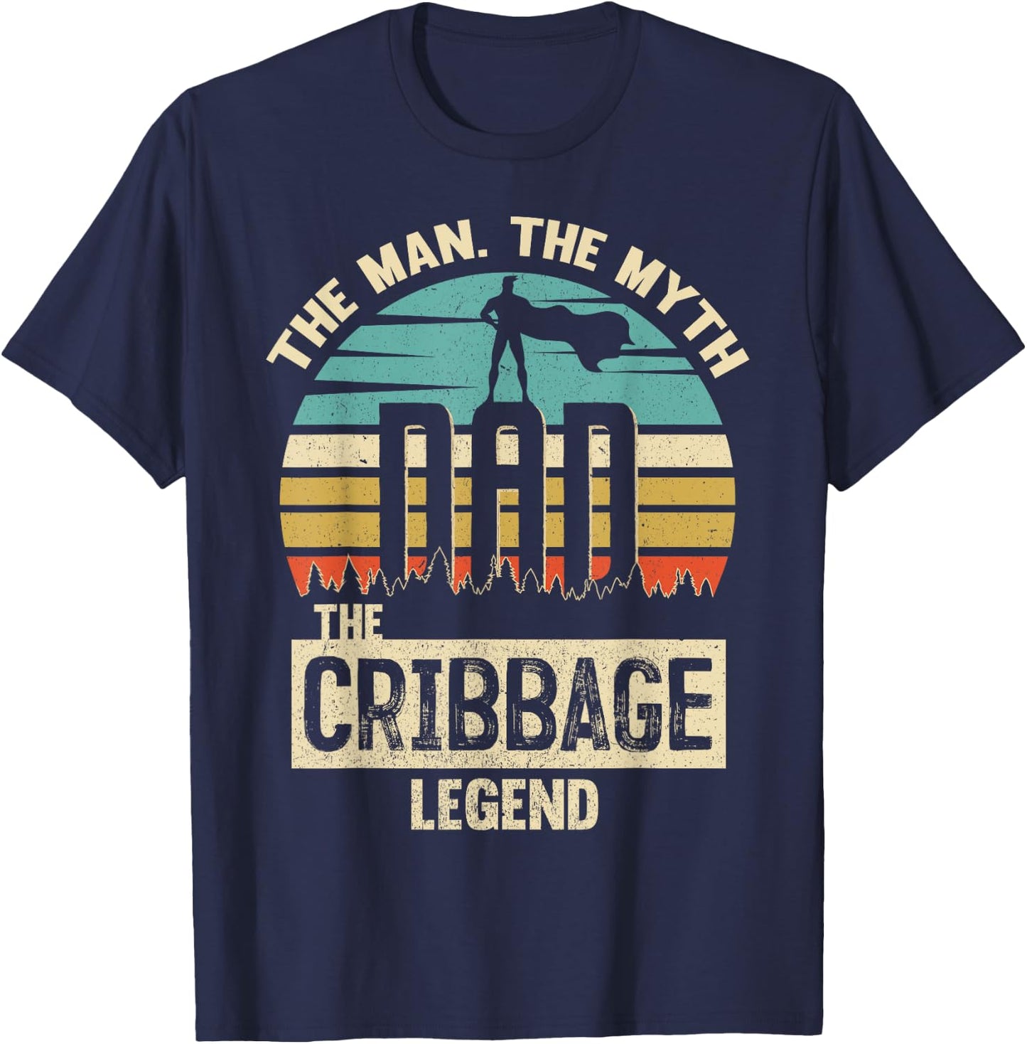 Man Myth Legend Dad Cribbage T-Shirt - T-Shirt | Navy