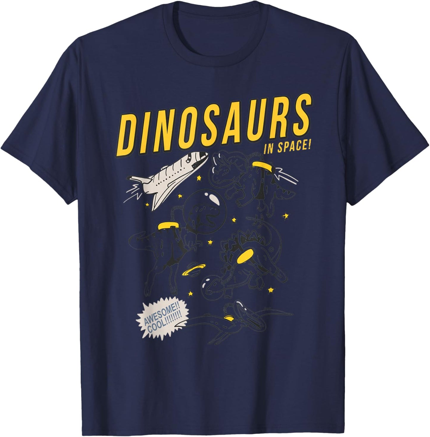 Funny Dinosaurs in space astronaut astrologist cartoon shirt T-Shirt - T-Shirt | Navy