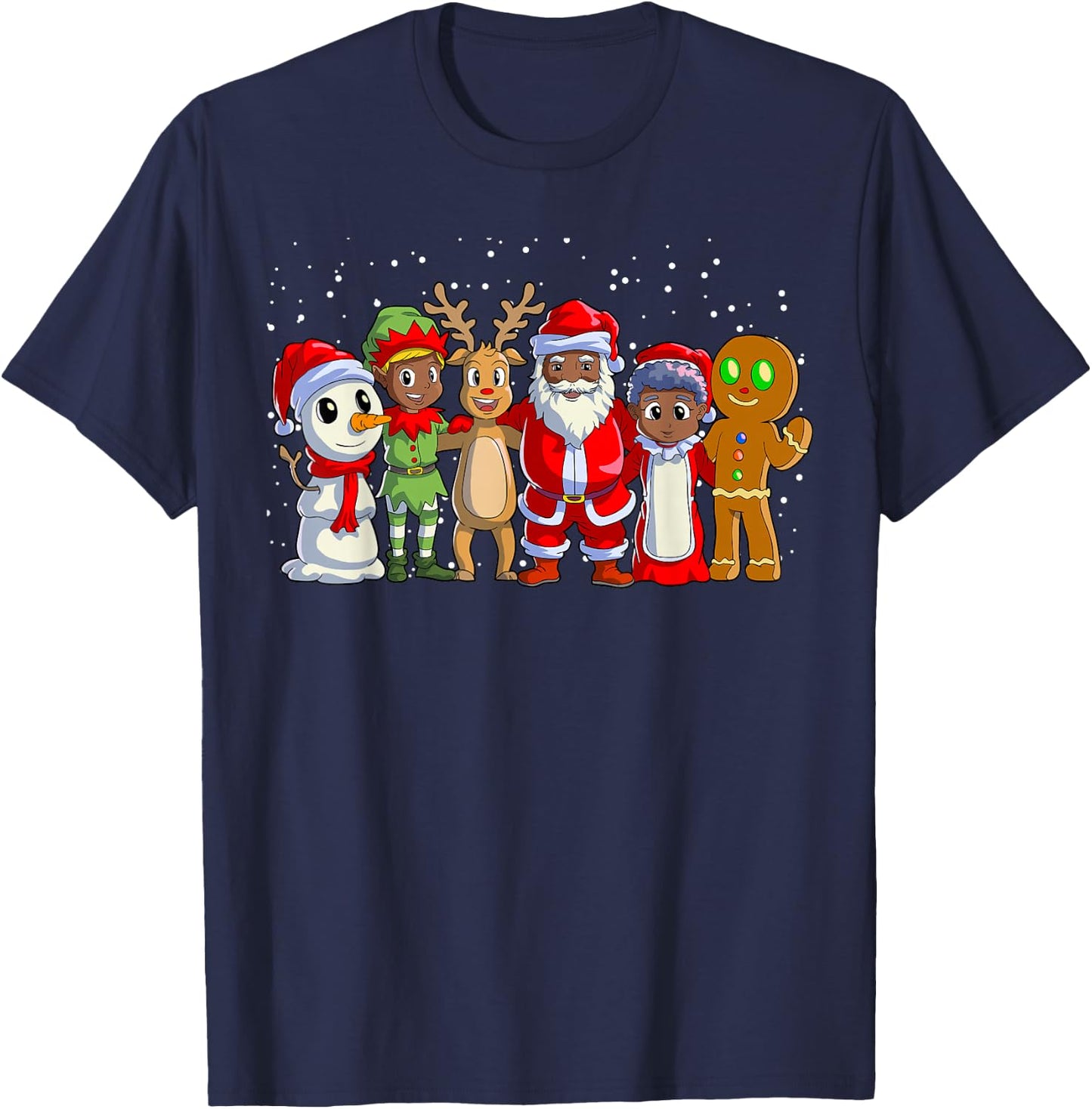 Black Family Christmas Afro African American Santa Xmas T-Shirt - T-Shirt | Navy