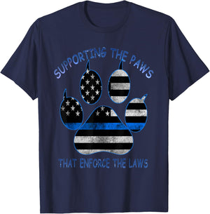 Supporting The Paws That Enforce The Laws - Back The Blue T-Shirt - T-Shirt | Navy