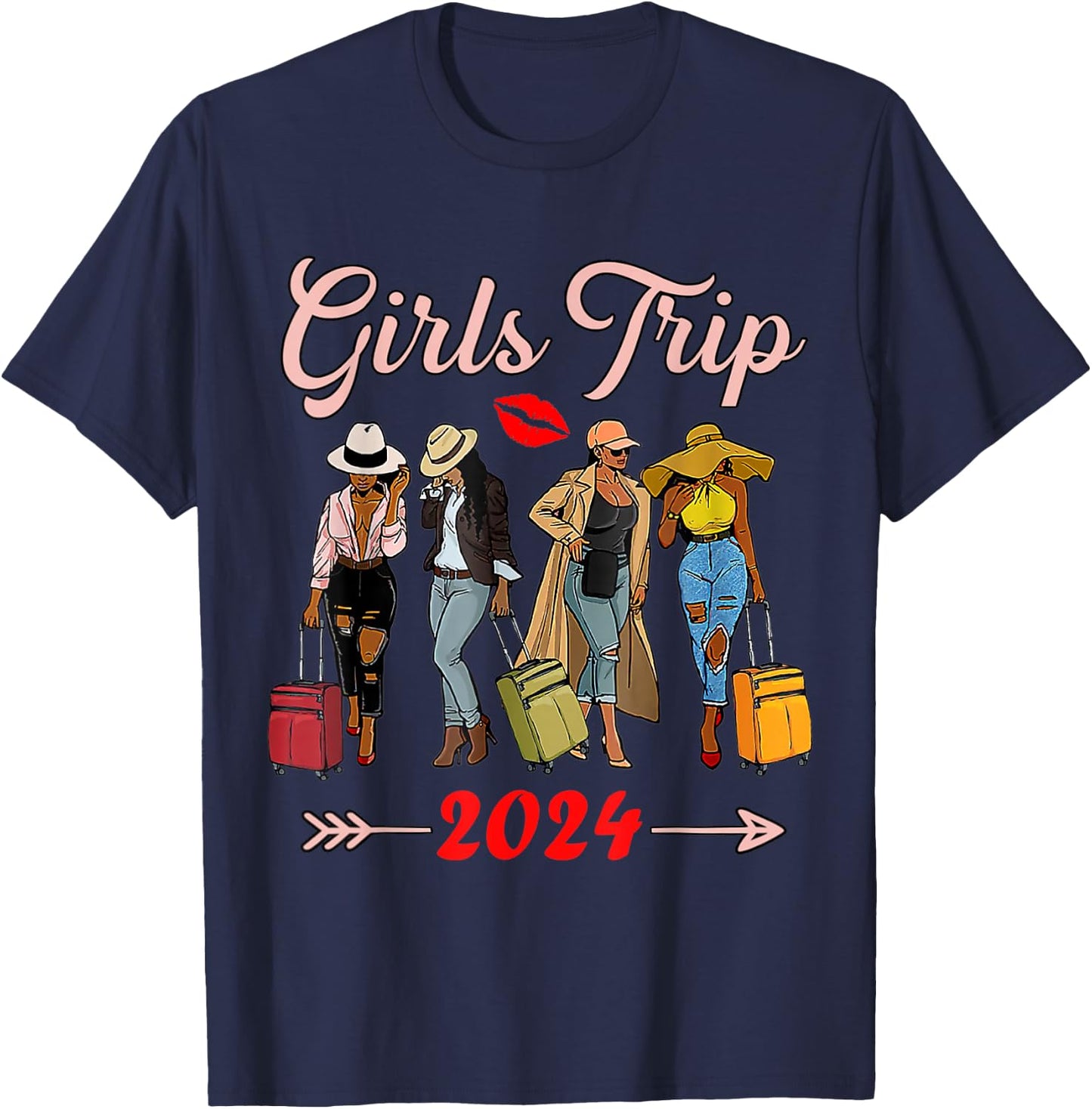 Girls Trip 2024 For Black Melanin Queen on Vacation Women T-Shirt - T-Shirt | Navy
