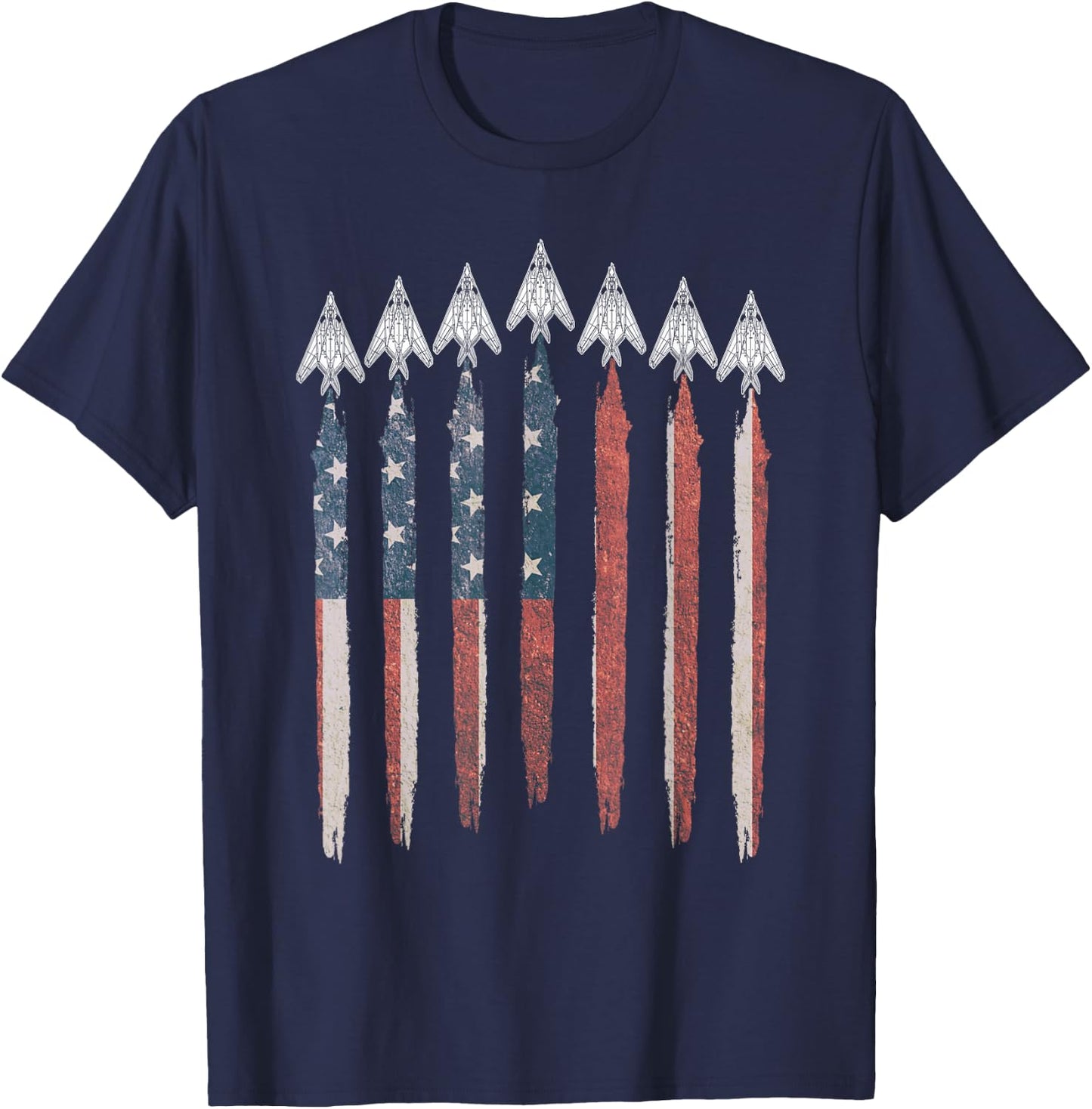 F117 Stealth Fighter Airplane USA Flag Nighthawk 4th Of July T-Shirt - T-Shirt | Navy