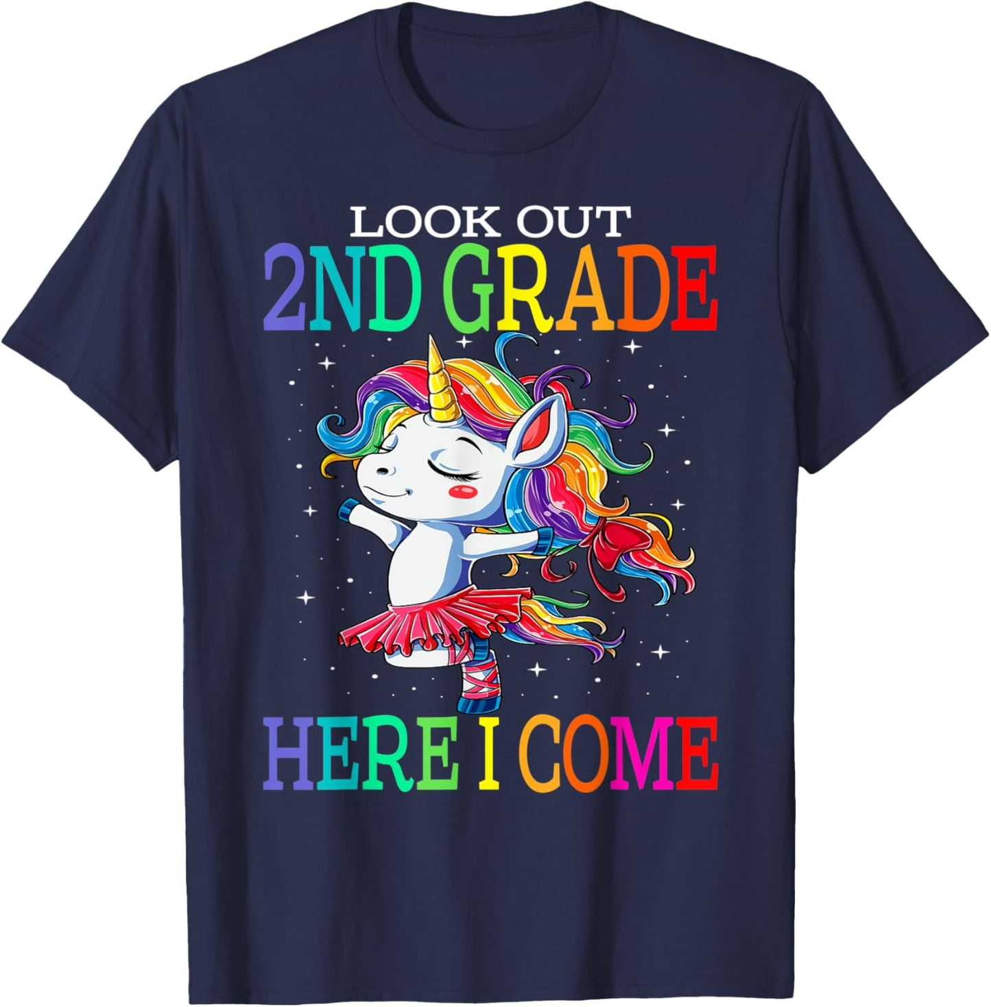 Kids Look Out 2nd Grade Here I Come Unicorn T-Shirt - T-Shirt | Navy