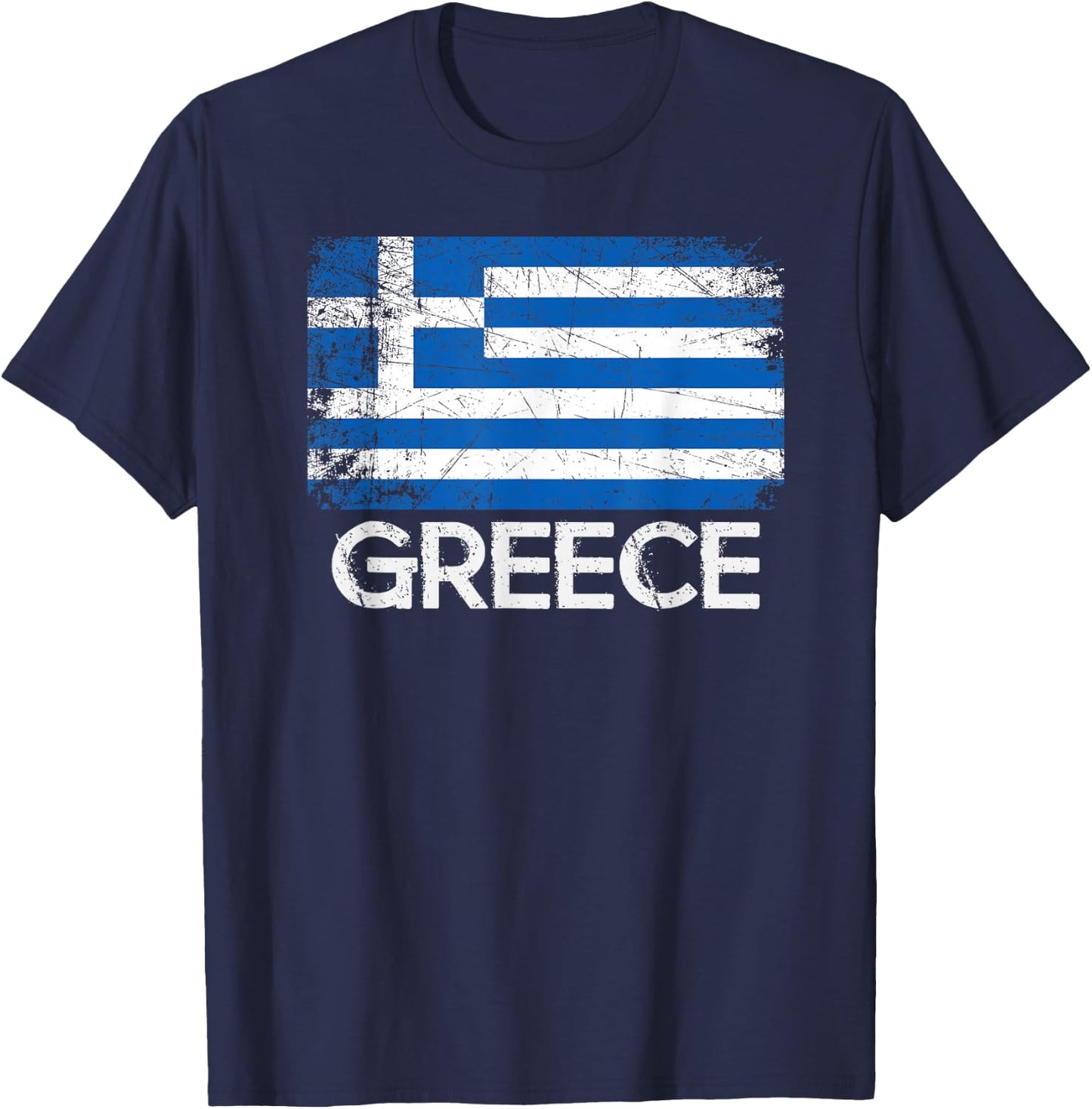 Greek Flag | Vintage Made In Greece Gift T-Shirt - T-Shirt | Navy