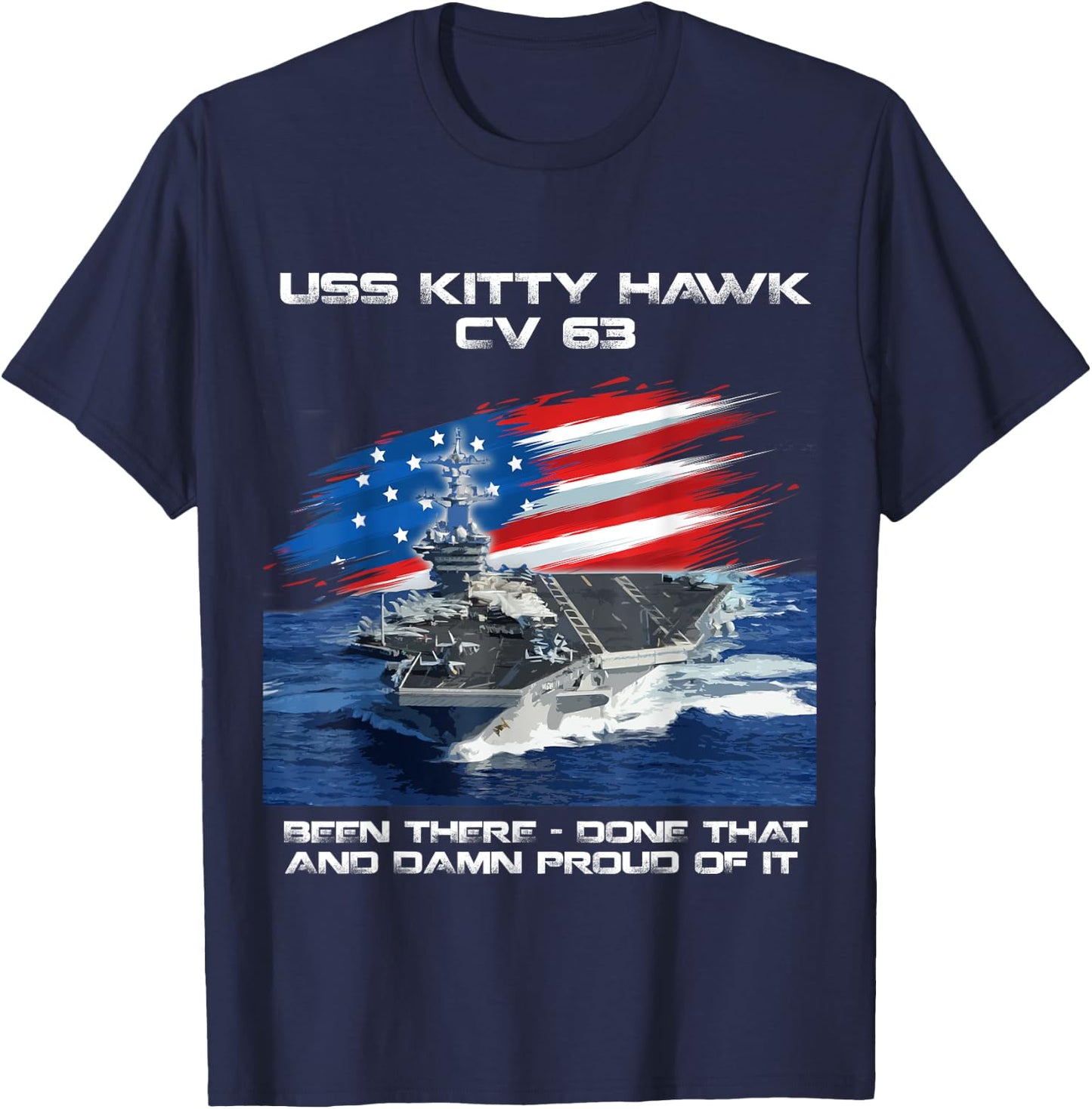 USS Kitty Hawk CV 63 Aircraft Carrier Veteran USA Flag Xmas Men T-Shirt - T-Shirt | Navy