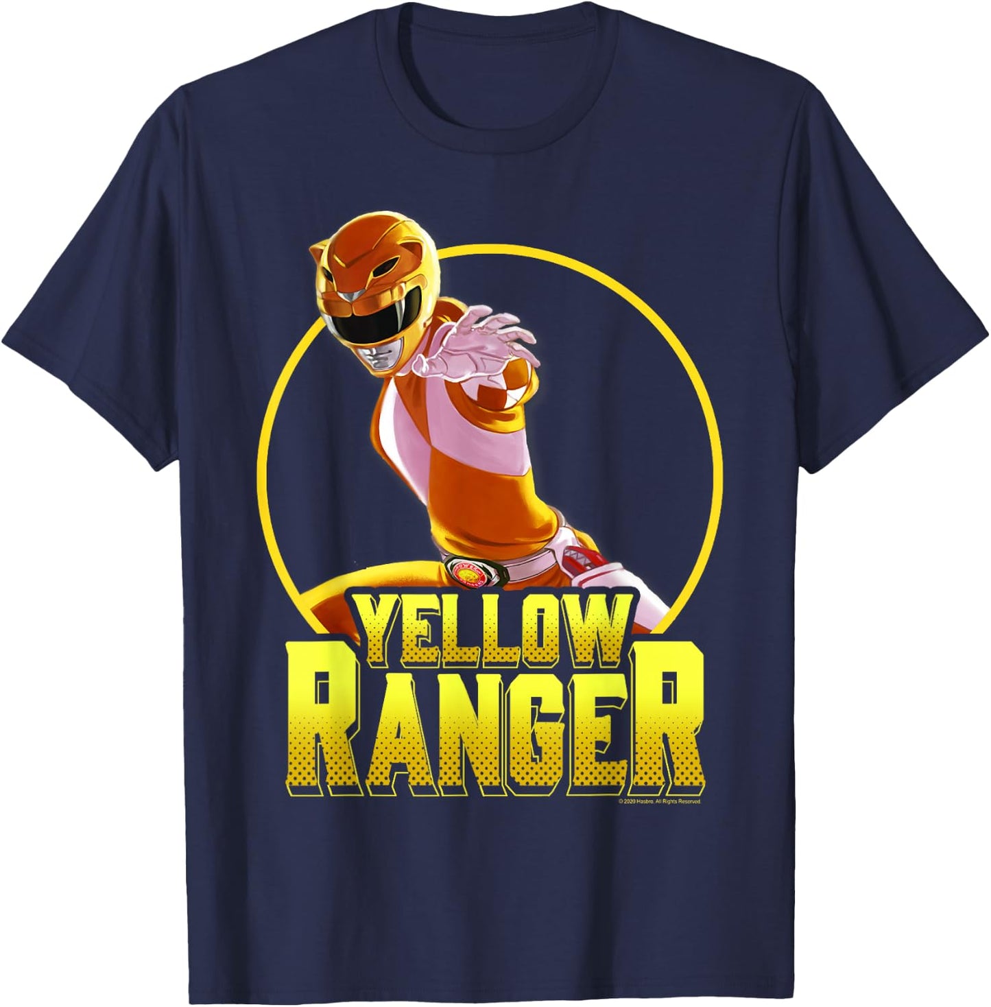 Power Rangers Yellow Ranger Karate Action Circle Portrait T-Shirt - T-Shirt | Navy