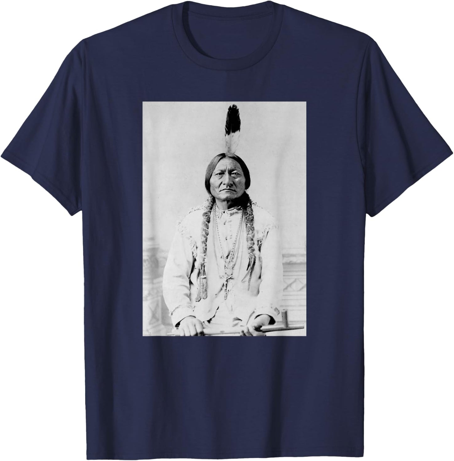 Sitting Bull Native American Chief Photo Lakota Sioux T-Shirt - T-Shirt | Navy