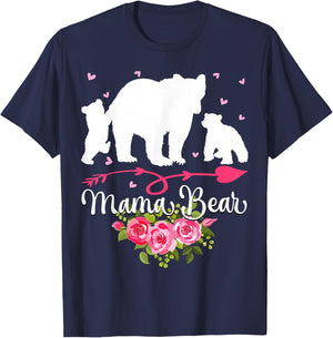 Mothers Day Mama Bear With 2 Cubs Cute T-Shirt - T-Shirt | Navy