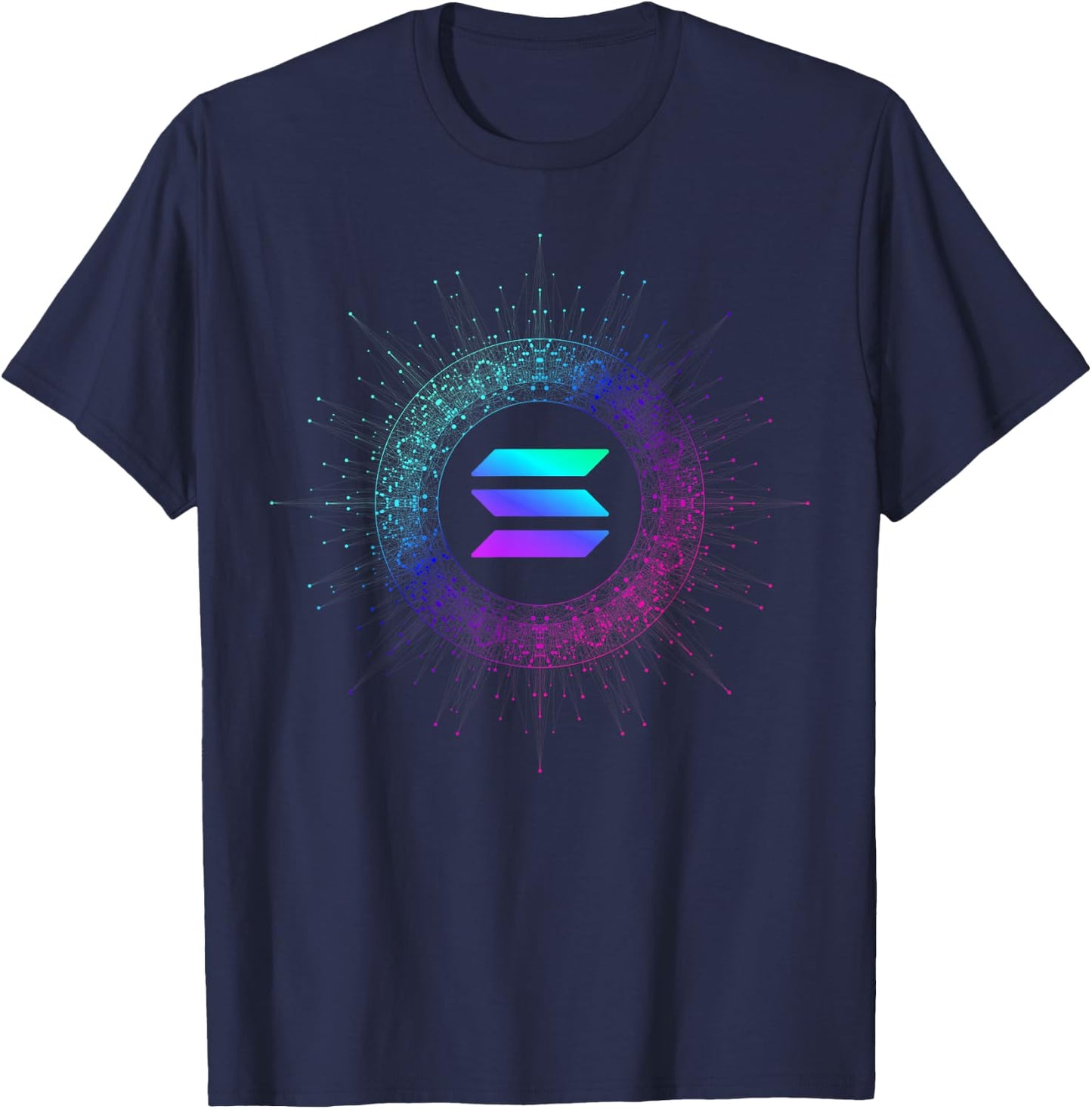 Abstract Solana SOL Logo Blockchain Coin | Colorful Solana T-Shirt - T-Shirt | Navy