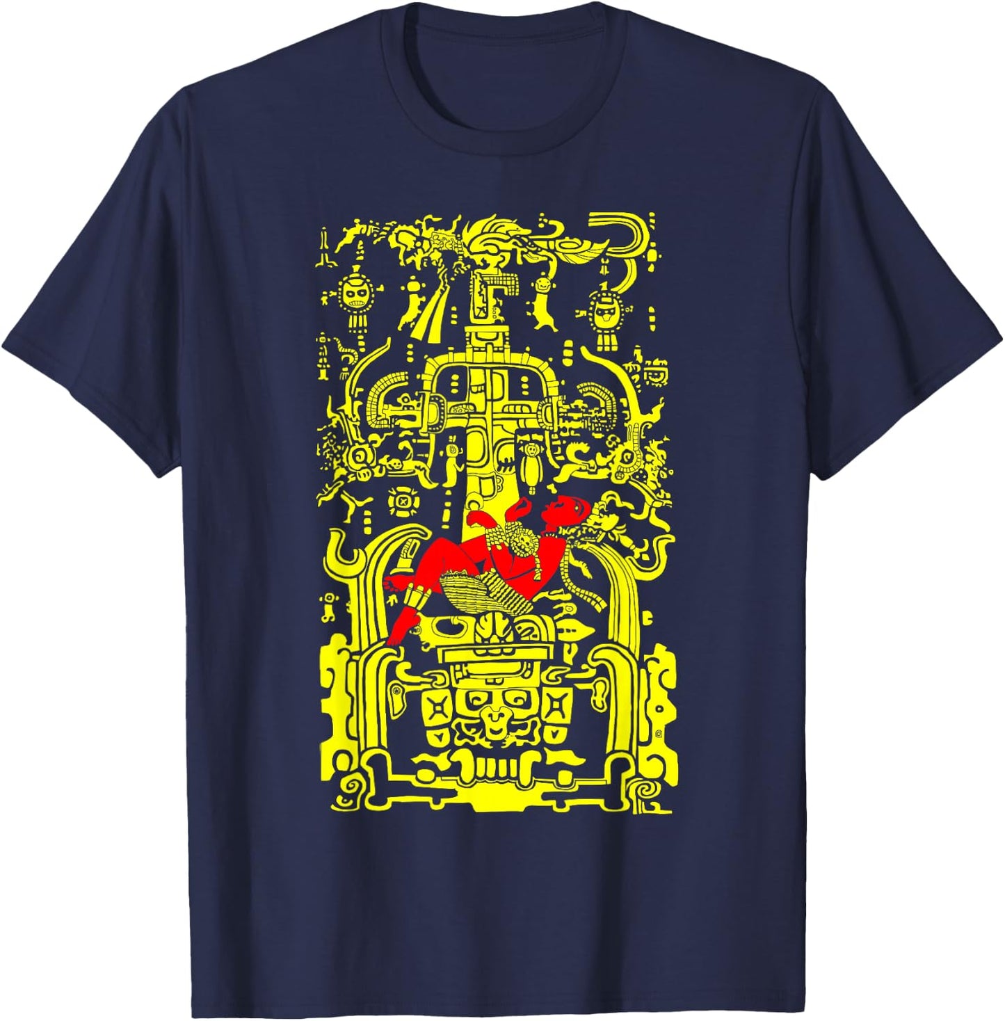 Mesoamerican Astronaut – Pre-Columbian Art Inspired Design T-Shirt - T-Shirt | Navy