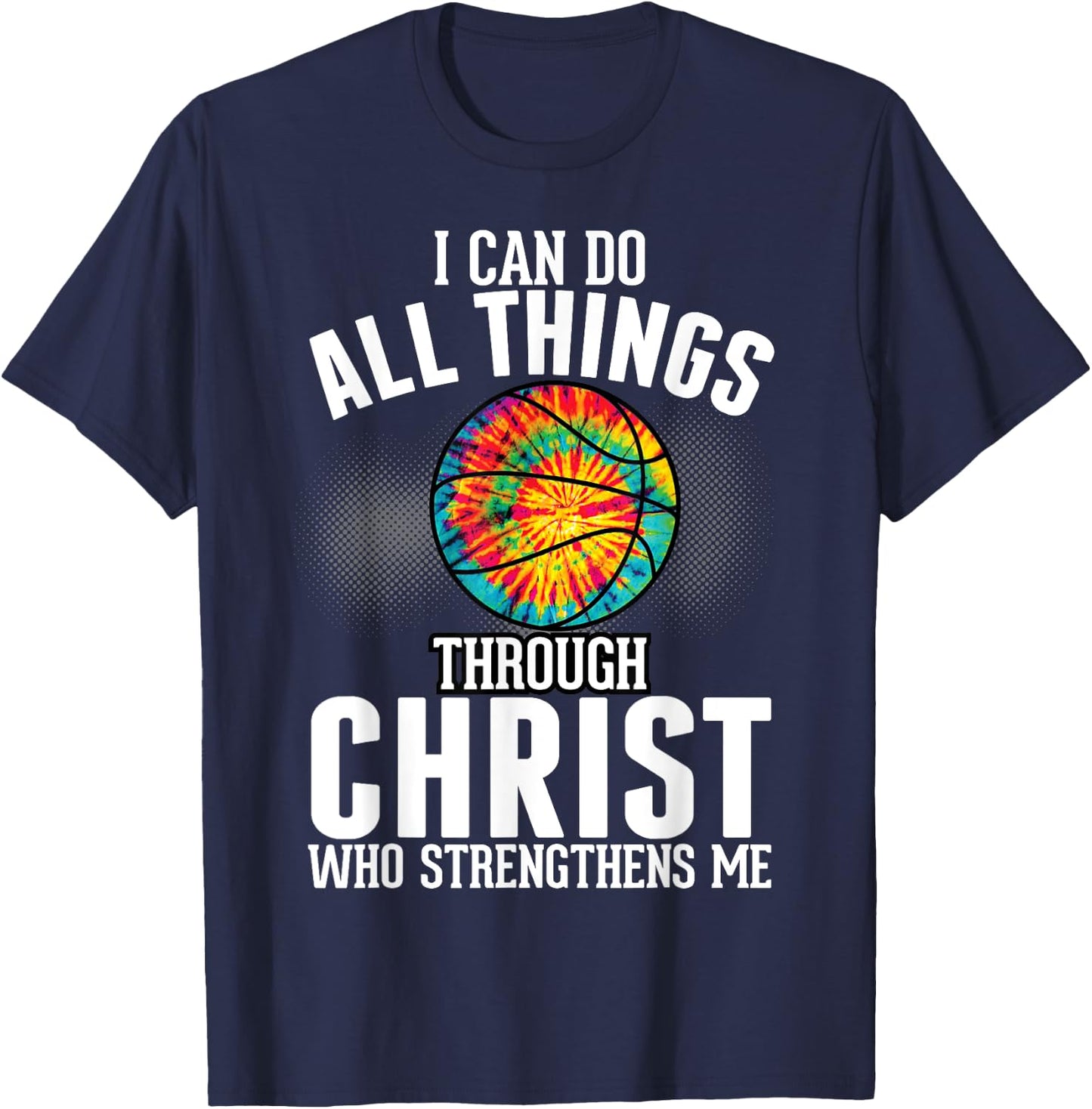 Christian Basketball Fun Men Boys Kids Religious Bible Verse T-Shirt - T-Shirt | Navy