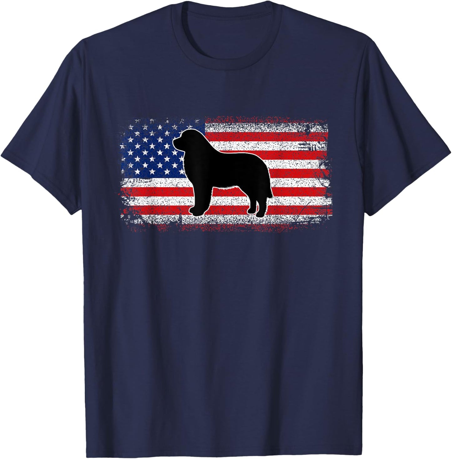 Patriotic USA Amercia Flag Newfoundland Dog Owner T-Shirt - T-Shirt | Navy
