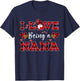 Family Gnome Design I Love Being A Nana Gnome Women's Classic Fit Black Short Sleeve Heart Plaid T-Shirt - T-Shirt | Navy