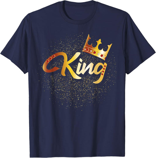 King Shirt Men Boys Matching Couples Him & Her T-Shirt - T-Shirt | Navy