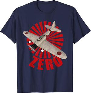 A6M Zero WW2 Japan Plane Warplane Warbird T-Shirt - T-Shirt | Navy