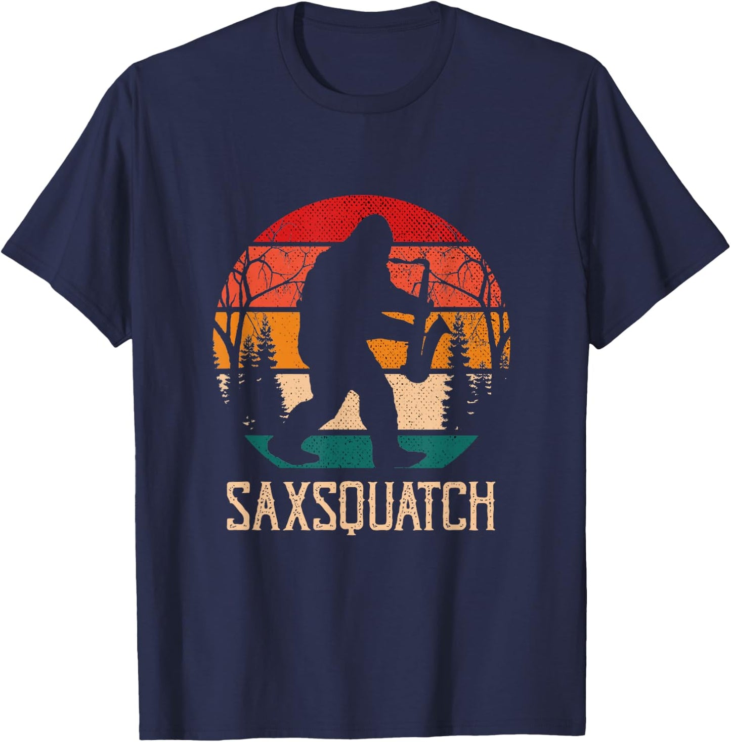 Saxsquatch Musical, Instrument, Music Saxophone T-Shirt - T-Shirt | Navy