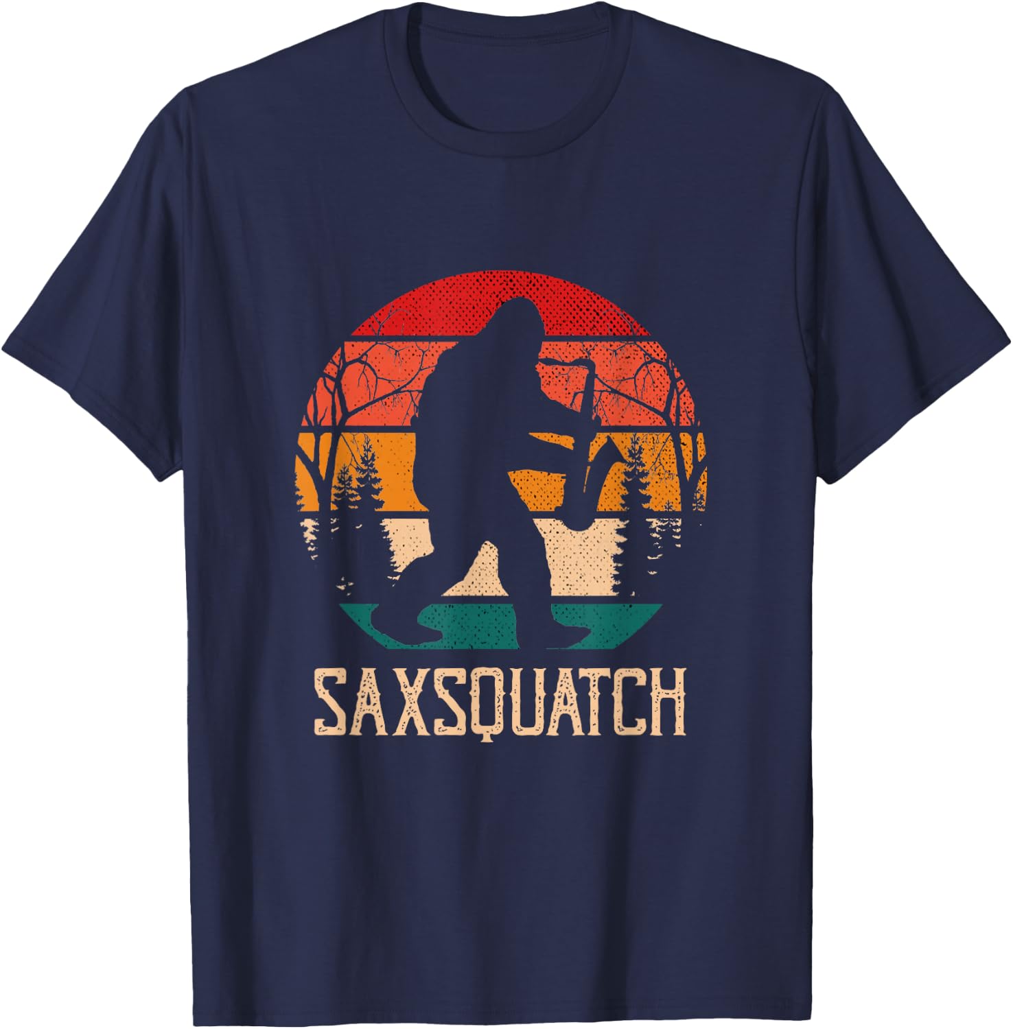 Saxsquatch Musical, Instrument, Music Saxophone T-Shirt - T-Shirt | Navy