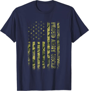 Proud Army Uncle Shirt American Flag Camouflage Military Men T-Shirt - T-Shirt | Navy
