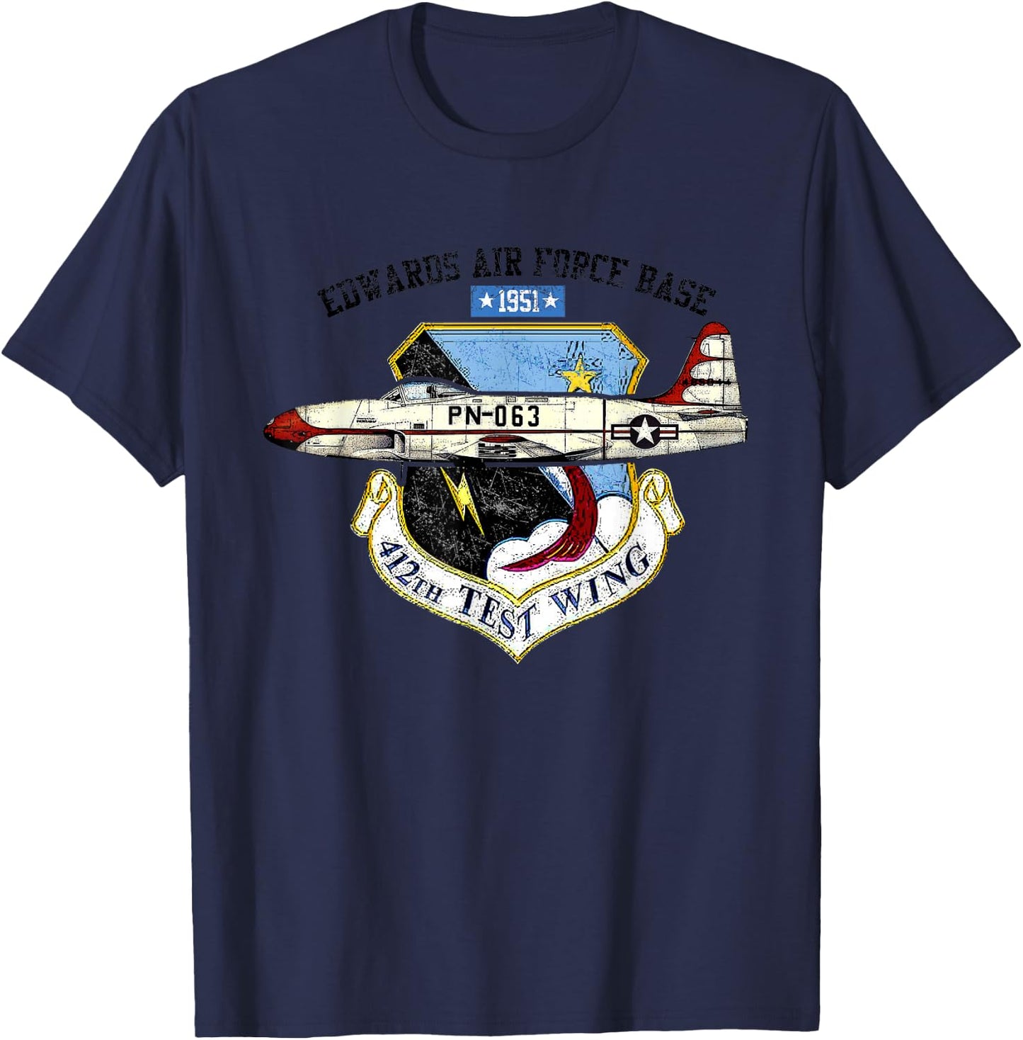 Vintage 1951 Test pilot, Edwards Air Force Base T-Shirt - T-Shirt | Navy