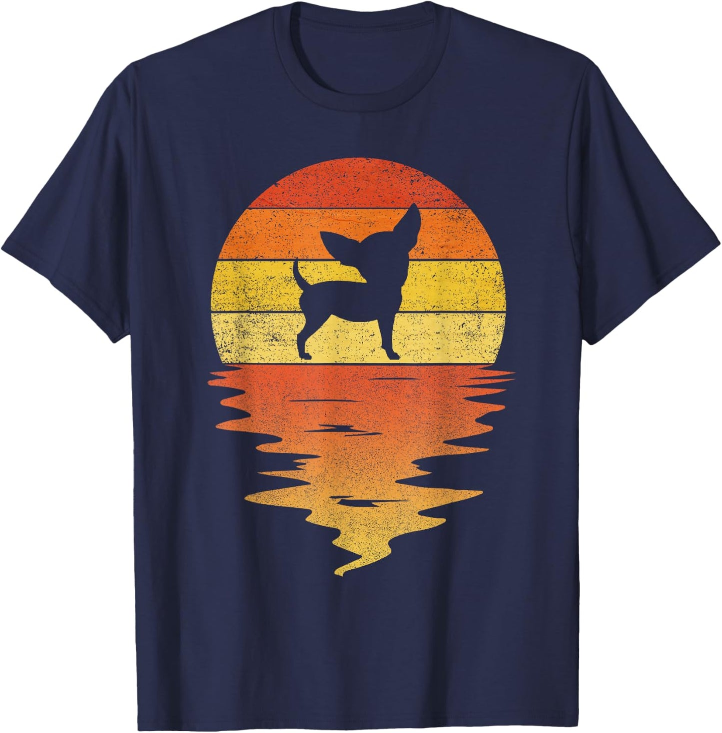 Chihuahua shirt 70s vintage retro sunset Chihuahua T-Shirt - T-Shirt | Navy