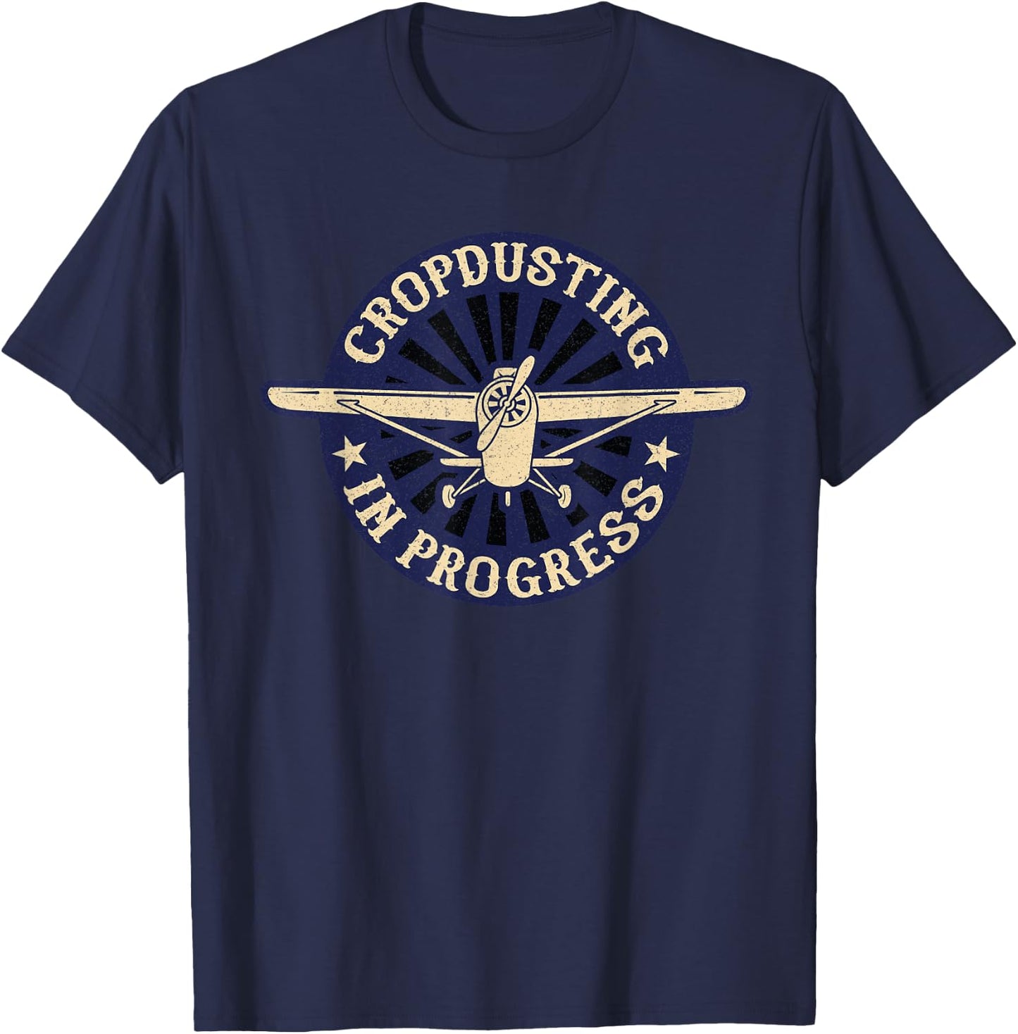 Cropdusting in Progress Crop Dusting Duster Plane T-Shirt - T-Shirt | Navy