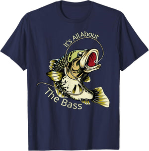 It's All About The Bass Fisherman Fishing Gift T-Shirt - T-Shirt | Navy