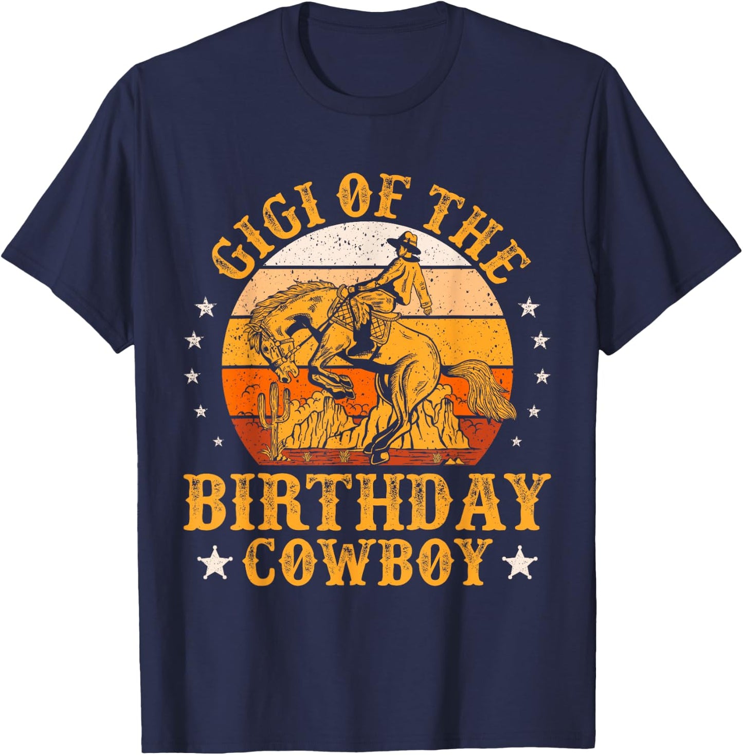 Gigi of The Birthday Cowboy 1st Rodeo Bday Party Matching T-Shirt - T-Shirt | Navy