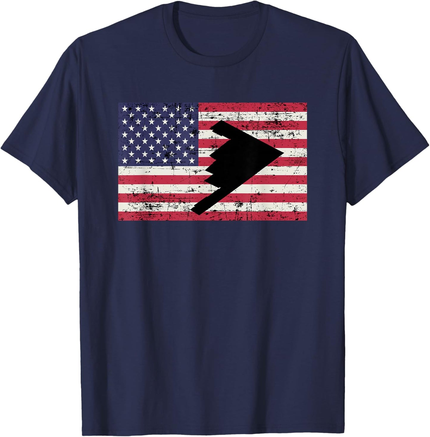 Patriotic B2 Stealth Bomber American Flag T-Shirt - T-Shirt | Navy
