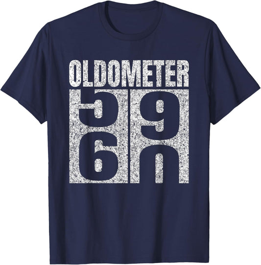 60th Birthday Oldometer 59-60 Vintage Funny Gifts Men Women T-Shirt - T-Shirt | Navy