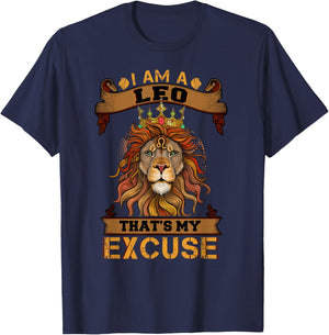 Lion graphic art July August Birthday Gifts Leo Zodiac sign T-Shirt - T-Shirt | Navy