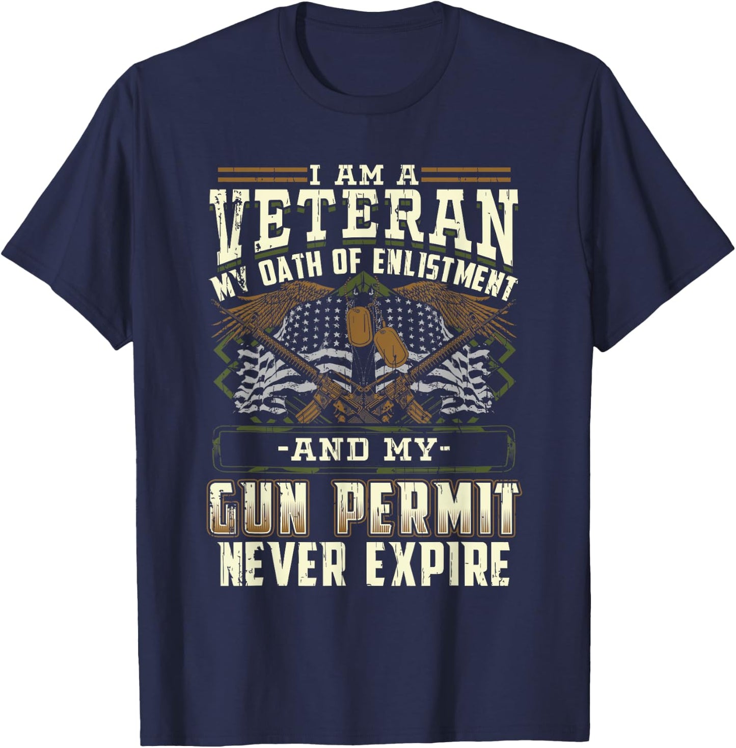 Military Veteran Oath of Enlistment and Gun Permit T-Shirt - T-Shirt | Navy