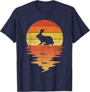 Bunny shirt 70s vintage retro sunset Rabbit T-Shirt - T-Shirt | Navy