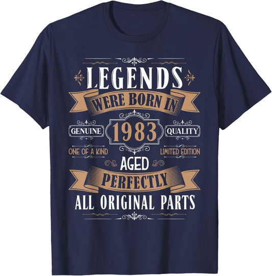Legends Born in 1983 42nd Birthday 42 Years Old Bday Men T-Shirt - T-Shirt | Navy