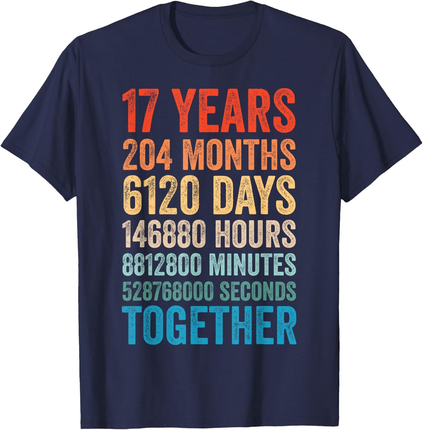 17 Year Anniversary Him Her Couple 17th Wedding T-Shirt - T-Shirt | Navy