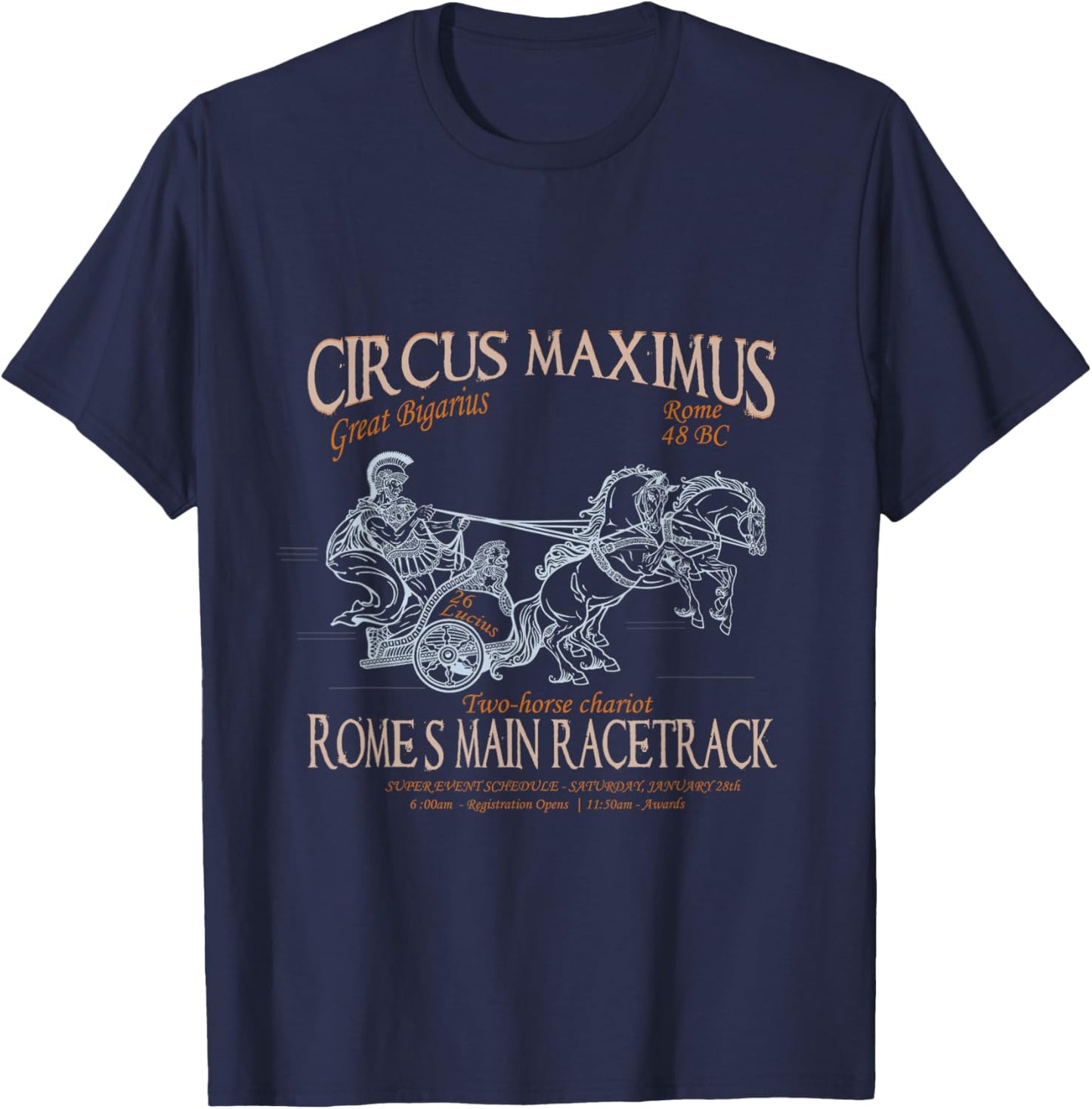 Circus Maximus Rome Funny old Rome Horse Racing Fun T-Shirt - T-Shirt | Navy